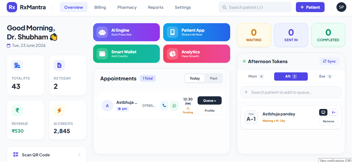 Main Dashboard UI